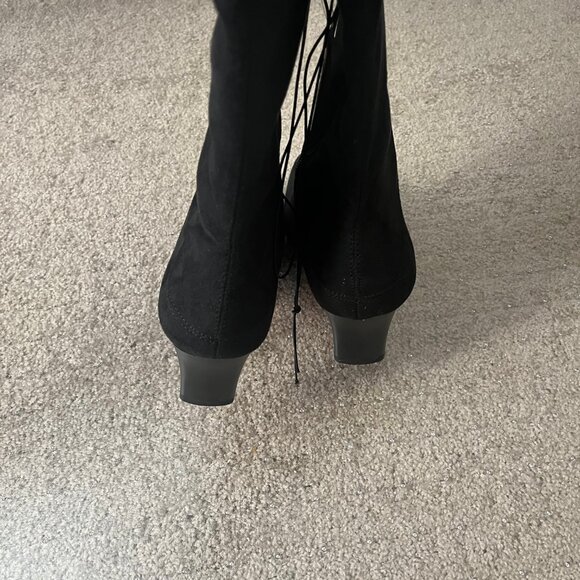 Knee-high Black Faux Suede Boots - Size 8.5 - Picture 5 of 8